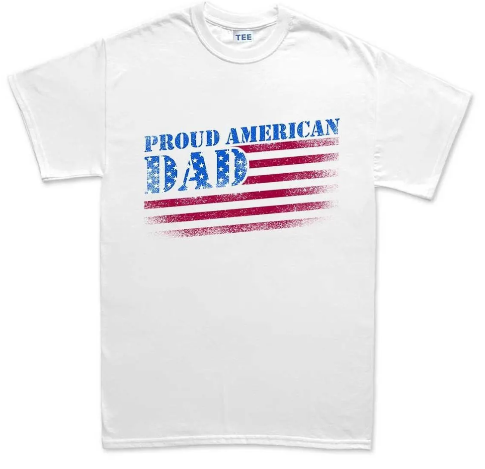 Proud American Dad Shirt, Patriotic Father's Day Gift, Papa Mens Tee Top