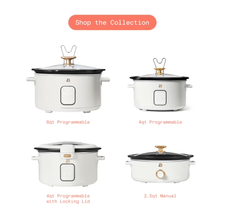 Beautiful 6 Qt Programmable Slow Cooker, White Icing by Drew Barrymore
