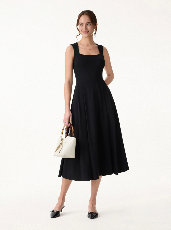 The Anytime Little Black Bra Dress with Pockets