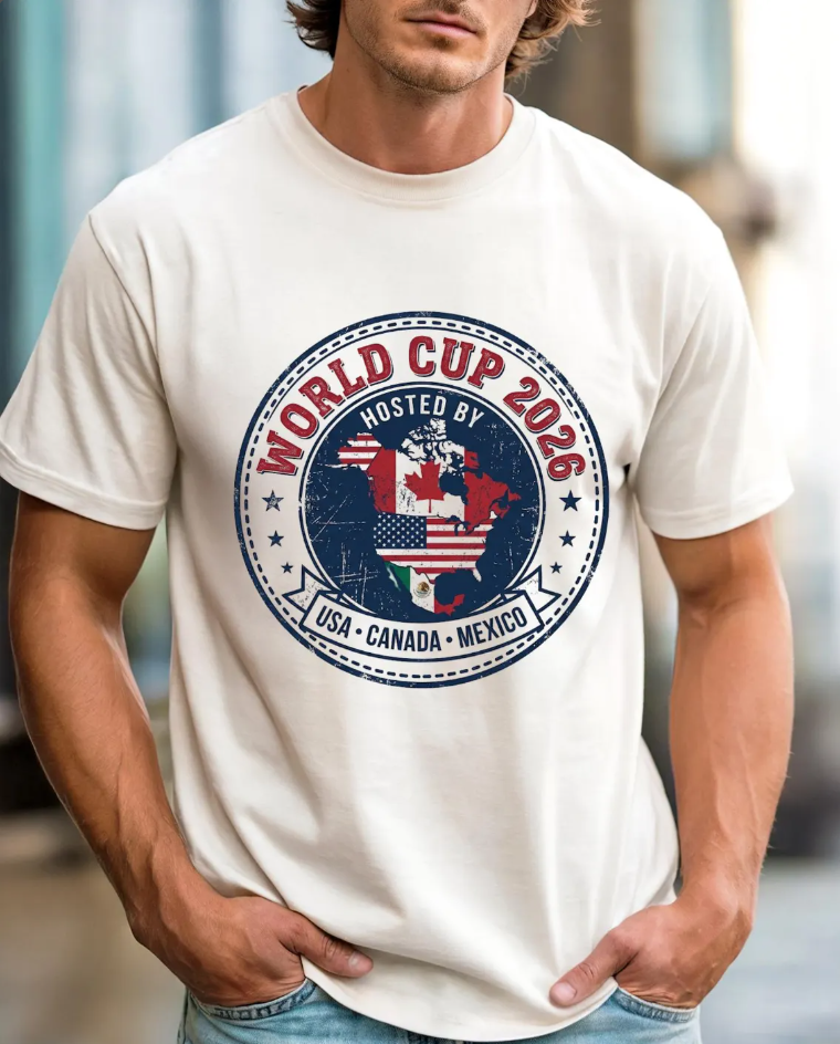 World Cup 2026 USA Canada Mexico Soccer Tee | Retro Badge Tournament Shirt
