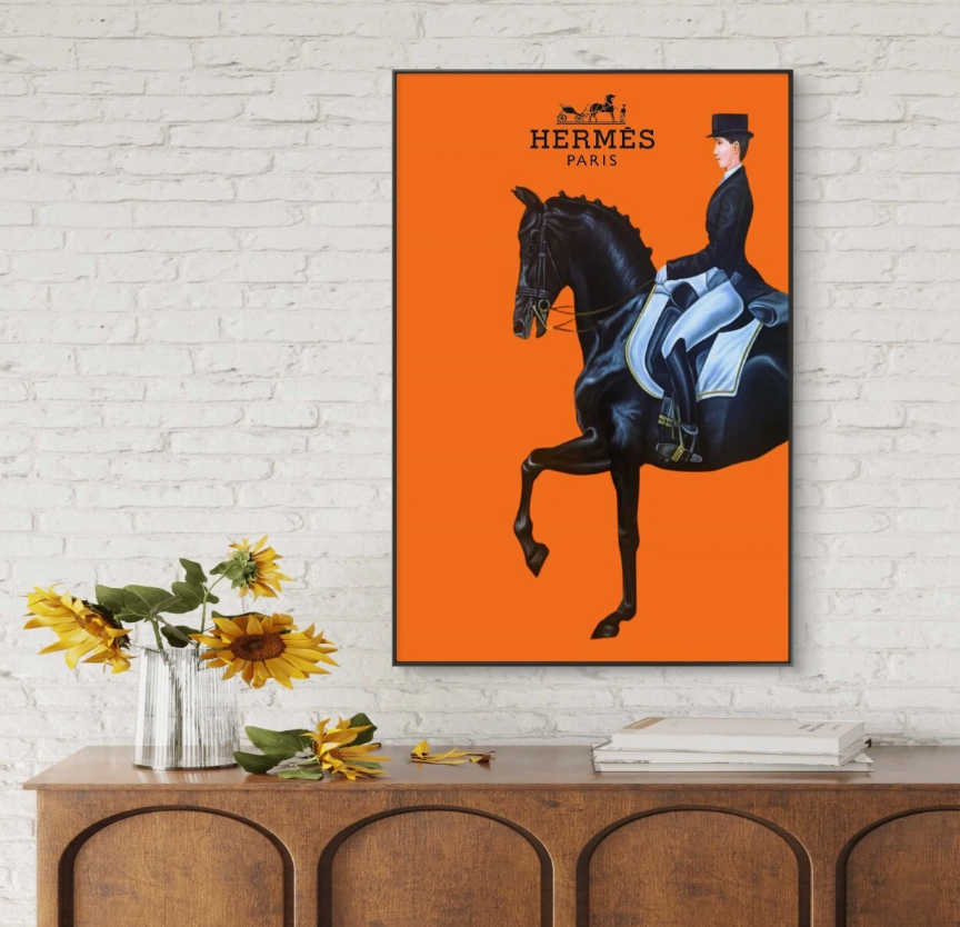 Hermès Orange Horse Fashion wall art home decor Canvas Poster Portrait Gallery