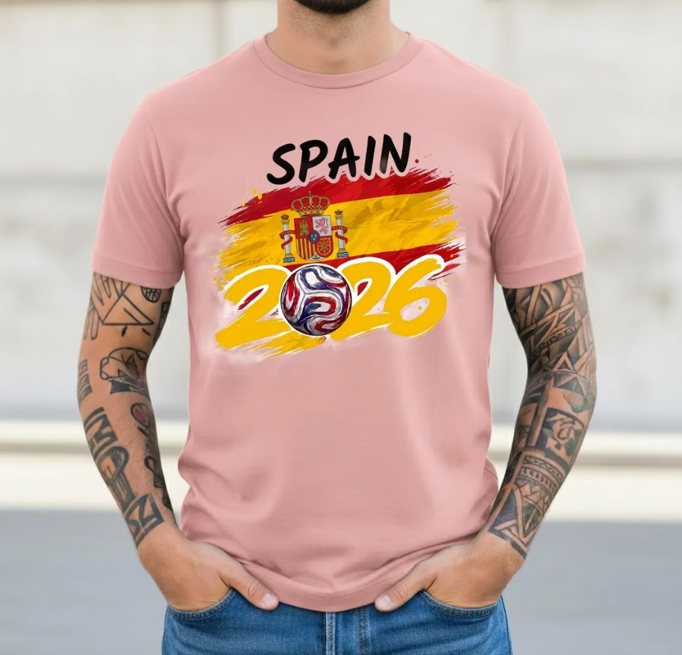Spain Soccer T-Shirt 2026 | Spanish Football Fan Tee | España Football Fan Gift | Global Soccer 2026 Spain Gift, Spanish Flag Brush Art Tee.