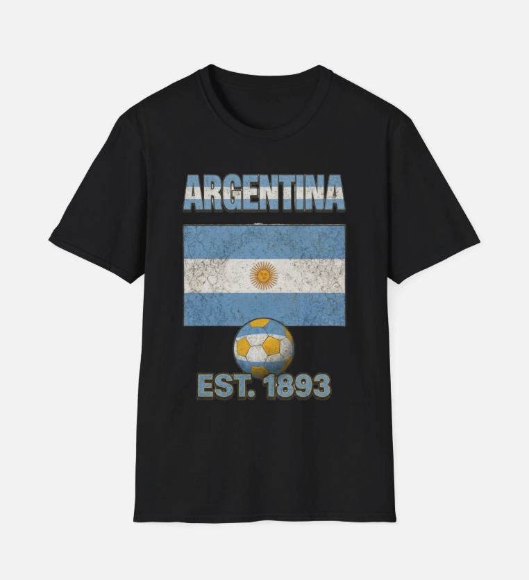 Argentina Flag Futbol Soccer T-Shirt | Nations Heritage Collection | Vintage