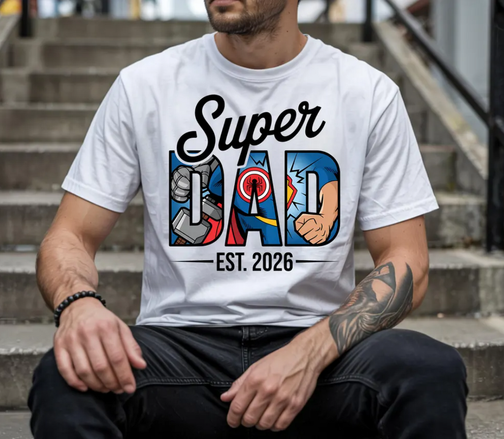 Personalized Super Dad T-Shirt – Custom Year Gift for New Fathers