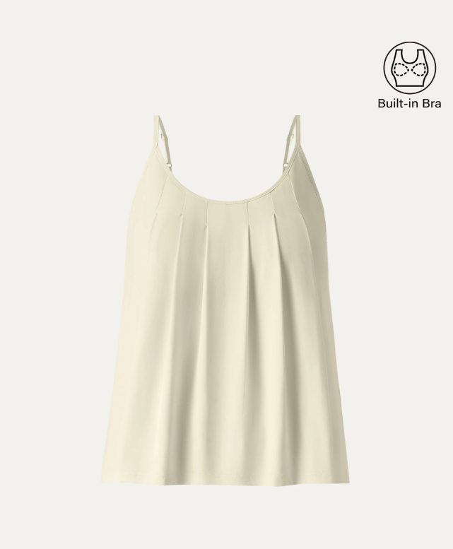 U-Neck Pleated Spaghetti Bra Tank
