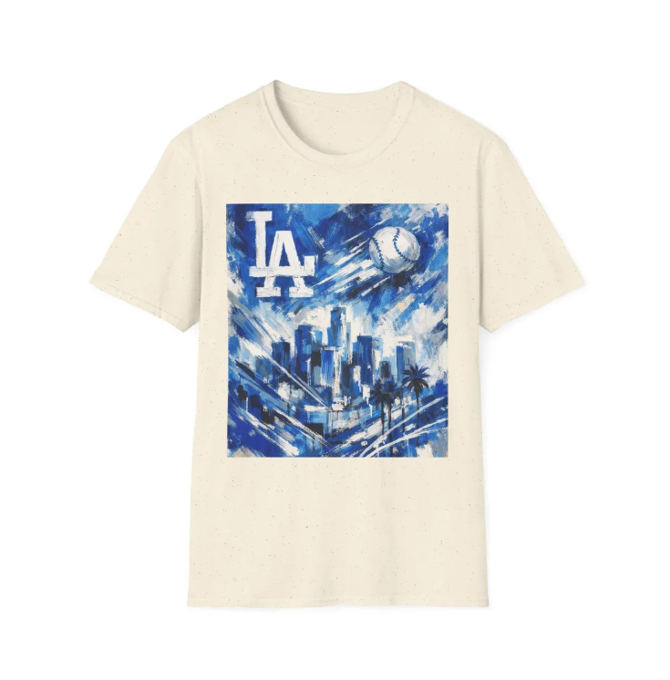 LA Dodgers Skyline Blue Art T-Shirt Dodgers Baseball Cityscape Tee