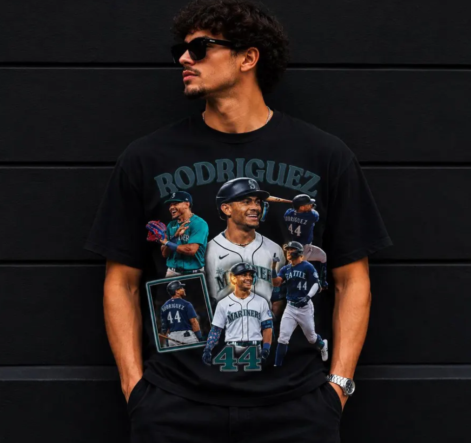 Julio Rodriguez Baseball Player Collage T-Shirt Seattle Mariners Tribute