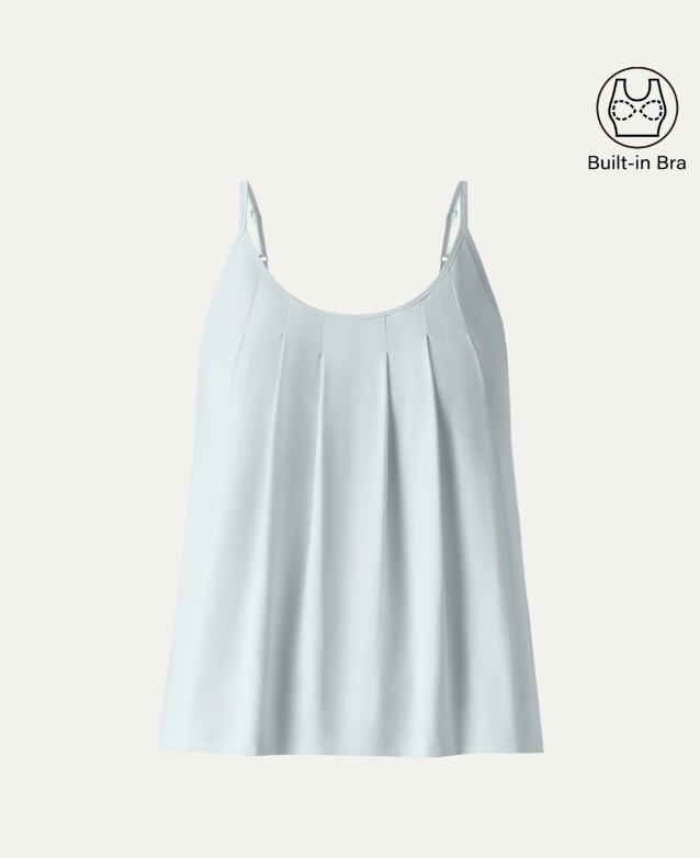 U-Neck Pleated Spaghetti Bra Tank