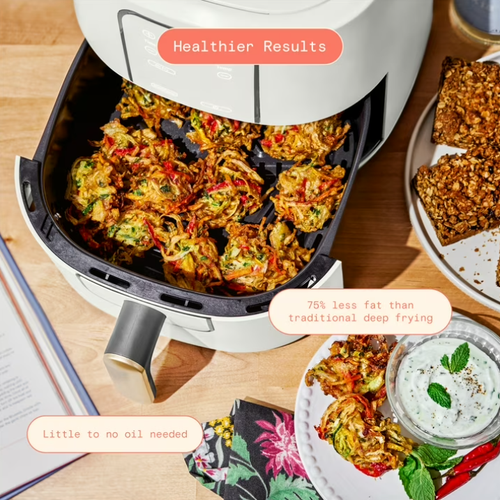 Beautiful 6qt Air Fryer with TurboCrisp Technology, EverGood Ceramic Nonstick Coating, White Icing