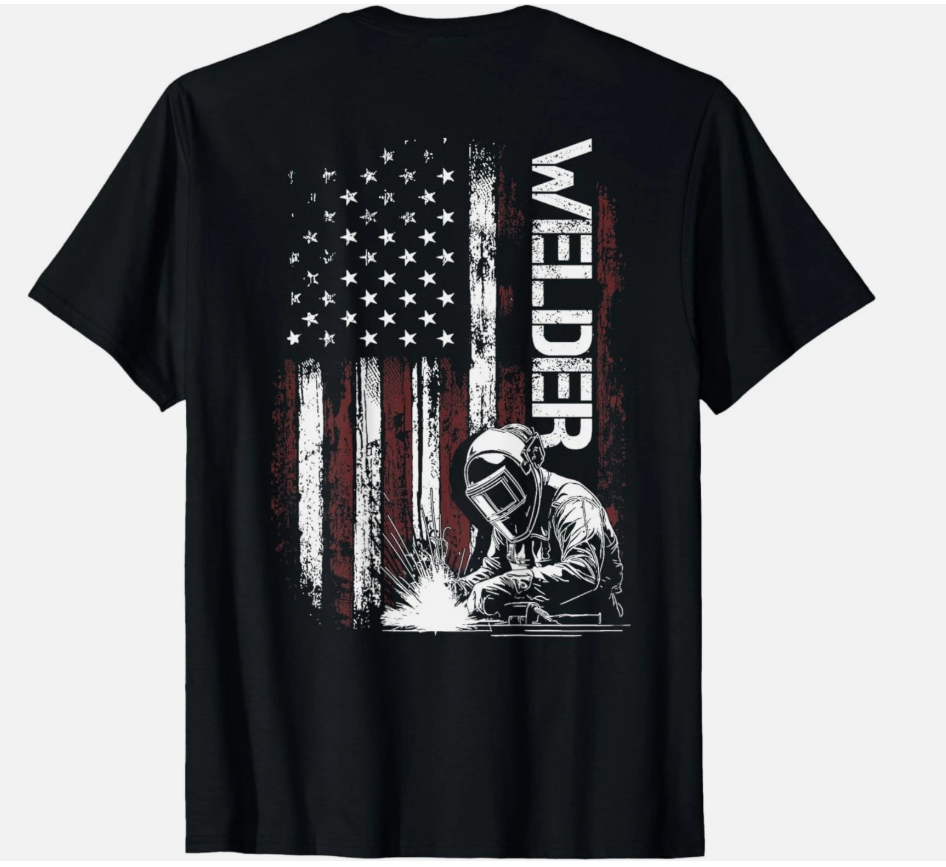 Welder Vintage USA American Flag Welding T-Shirt