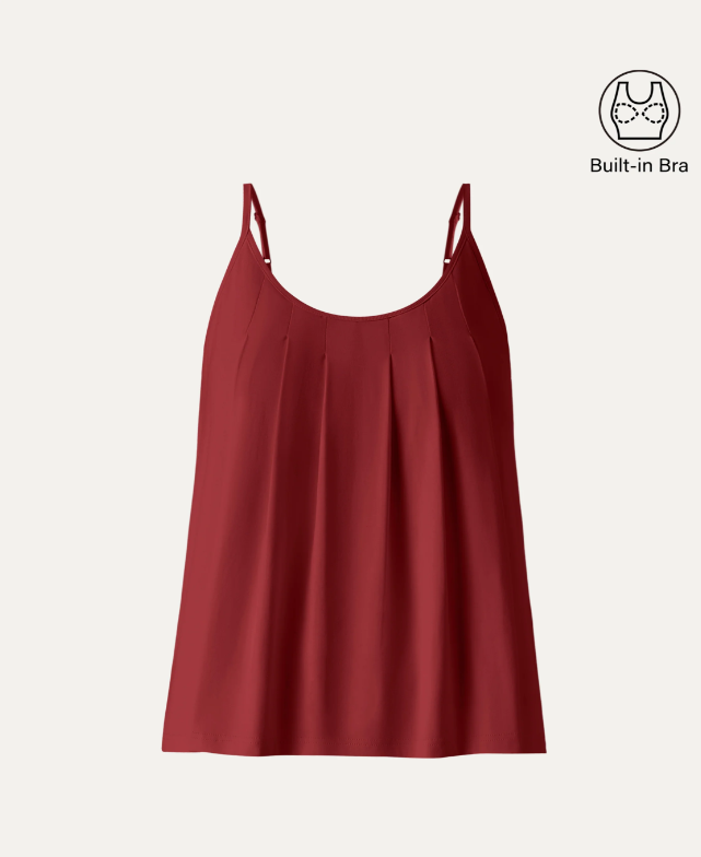 U-Neck Pleated Spaghetti Bra Tank