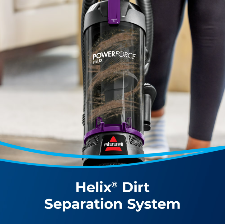 BISSELL PowerForce Helix, Bagless, Upright Vacuum, Pet Friendly, Scatter-Free Technology, Helix Dirt Separation System, Lightweight, 3313U, Purple & Black