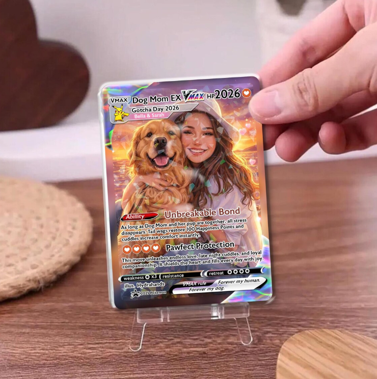 Custom Dog Mom Trading Card, Anime Style Pet Portrait Keepsake
