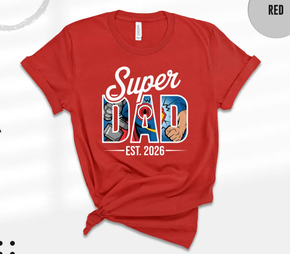 Personalized Super Dad T-Shirt – Custom Year Gift for New Fathers