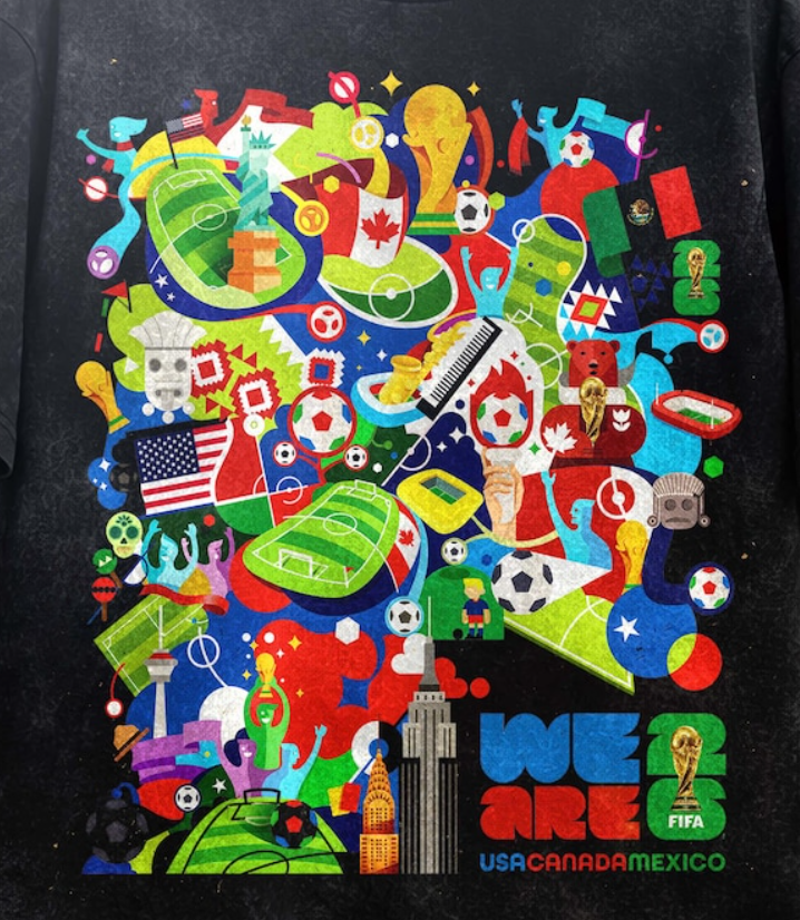 2026 World Cup Soccer Shirt USA Canada Mexico Fan Tee Colorful Graphic Football Shirt World Game Outfit Gift for Fans Unisex T-Shirt.