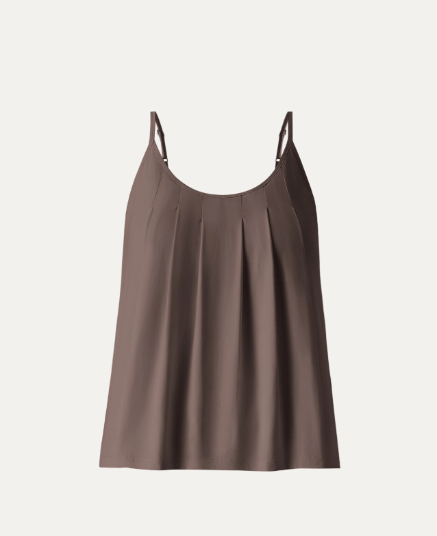 U-Neck Pleated Spaghetti Bra Tank