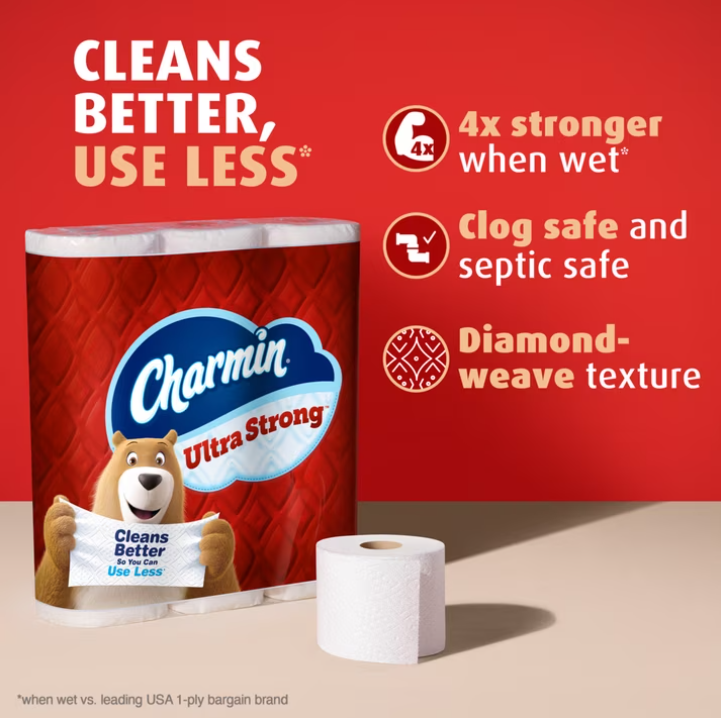 Charmin Ultra Strong Toilet Paper 24 Mega XL Rolls, 330 Sheets Per Roll