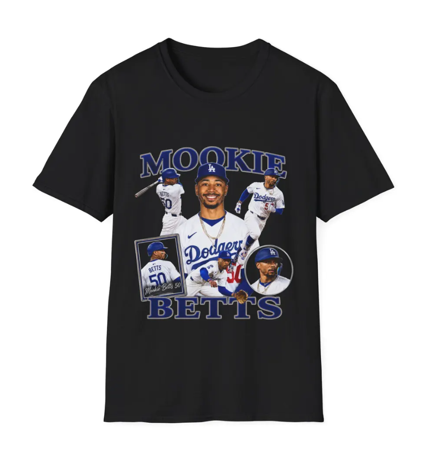 Mookie Betts Baseball Collage T-Shirt Dodgers Player Tee, Los Angeles Dodgers
