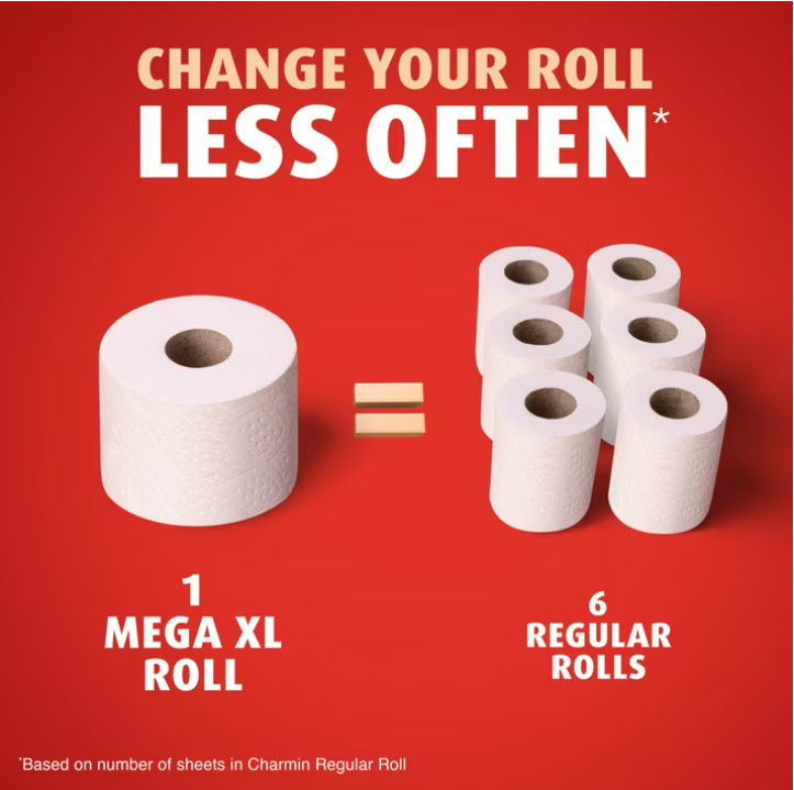 Charmin Ultra Strong Toilet Paper 24 Mega XL Rolls, 330 Sheets Per Roll