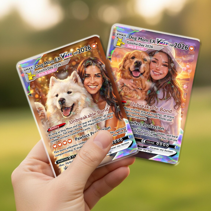 Custom Dog Mom Trading Card, Anime Style Pet Portrait Keepsake