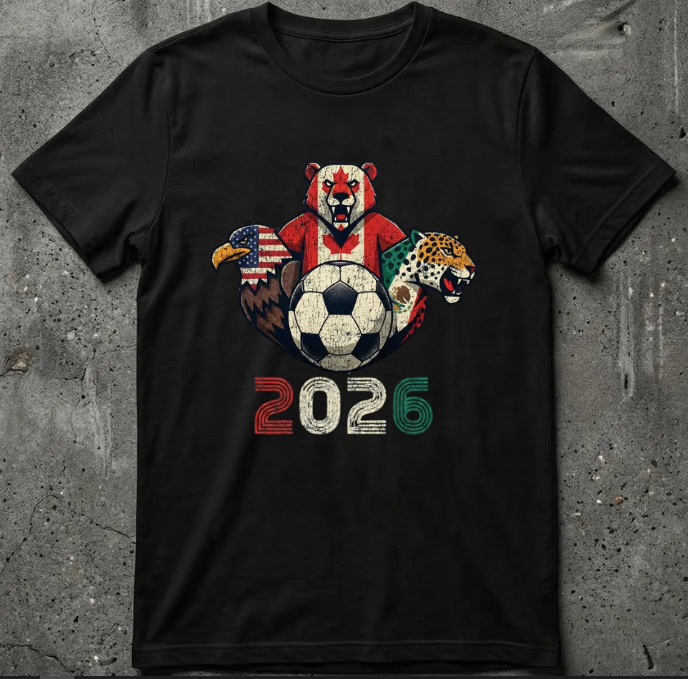 World Cup 2026 Soccer Shirt Logo, Custom USA Canada Mexico Football Tee