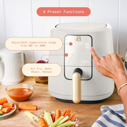 Beautiful 3 Qt Air Fryer with TurboCrisp Technology, EverGood Ceramic Nonstick Coating, White Icing by Drew Barrymore