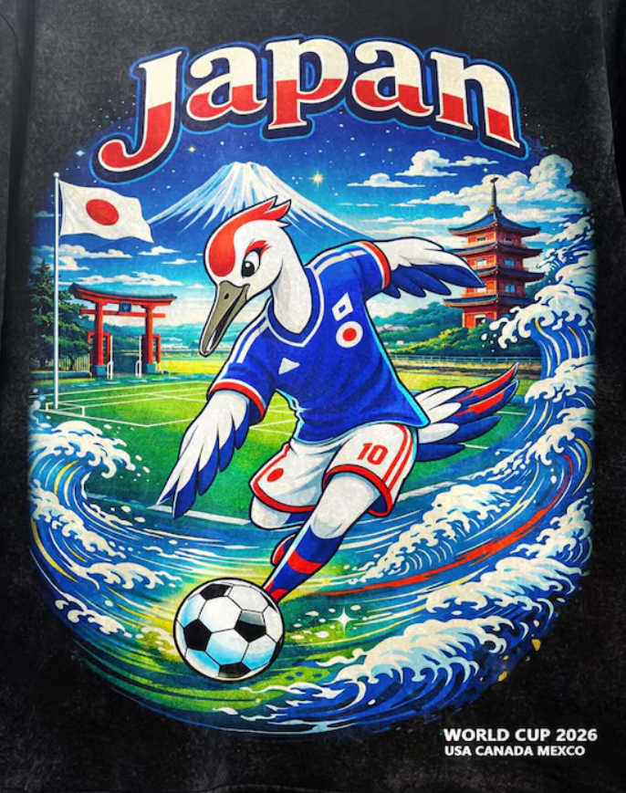 Japan Soccer Shirt, Japan Football Graphic Tee, Crane Soccer Shirt, World Cup 2026 Shirt, Japanese Fan Gift, Streetwear Tee, Unisex T-Shirt.