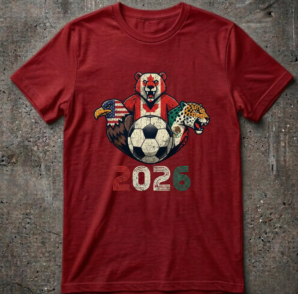 World Cup 2026 Soccer Shirt Logo, Custom USA Canada Mexico Football Tee