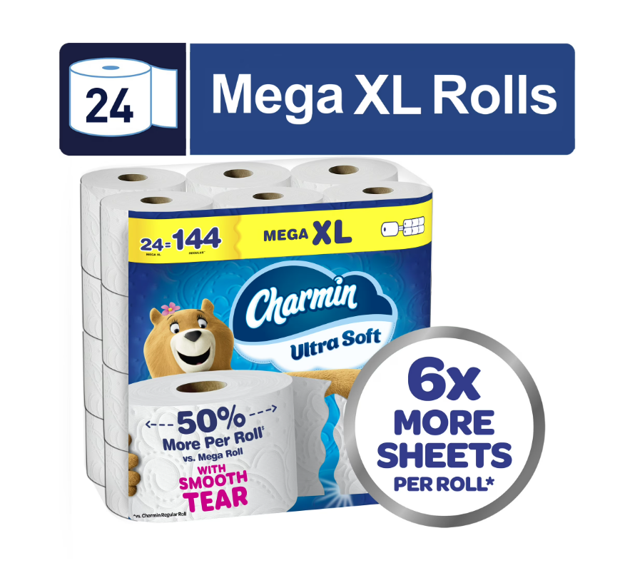 Charmin Toilet Paper Ultra Soft, 24 Mega XL Rolls