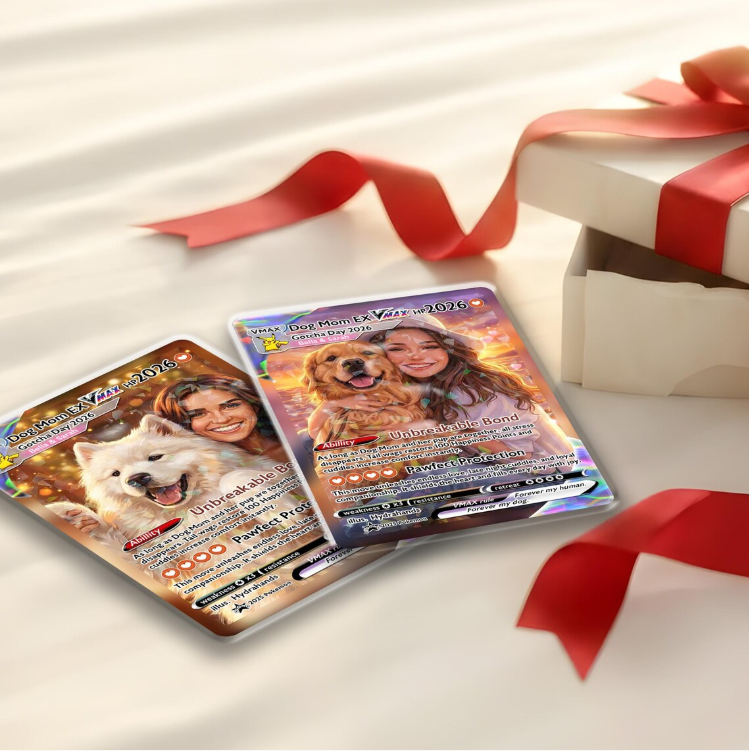 Custom Dog Mom Trading Card, Anime Style Pet Portrait Keepsake