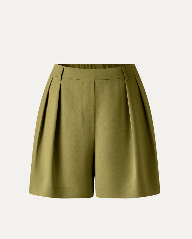 Lyocell-Linen Tailored Shorts with Pockets