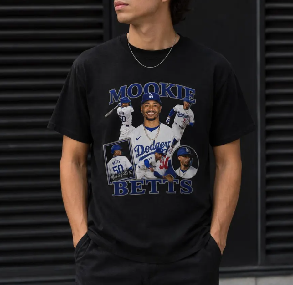 Mookie Betts Baseball Collage T-Shirt Dodgers Player Tee, Los Angeles Dodgers