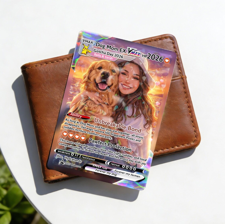 Custom Dog Mom Trading Card, Anime Style Pet Portrait Keepsake