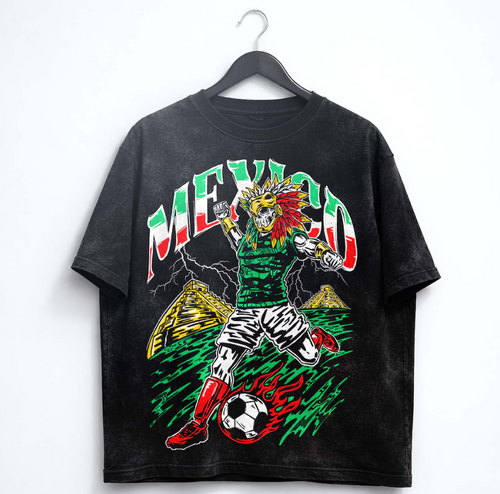 2026 World Cup Mexico Soccer Shirt Skull Graphic Football Fan Tee Vintage Style Game Day Outfit Gift for Him Her Streetwear Unisex T-Shirt.