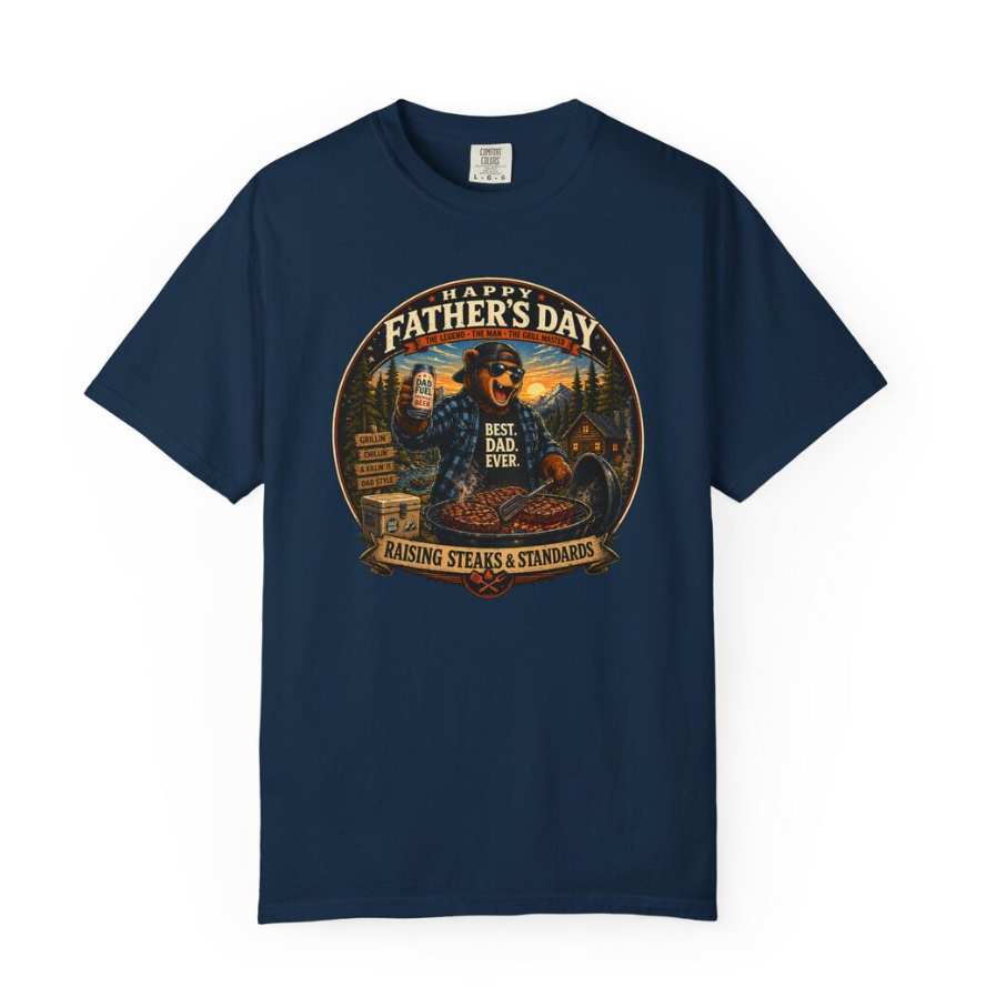 Biker Bear Father’s Day T-Shirt | Funny BBQ Grill Dad Graphic Tee