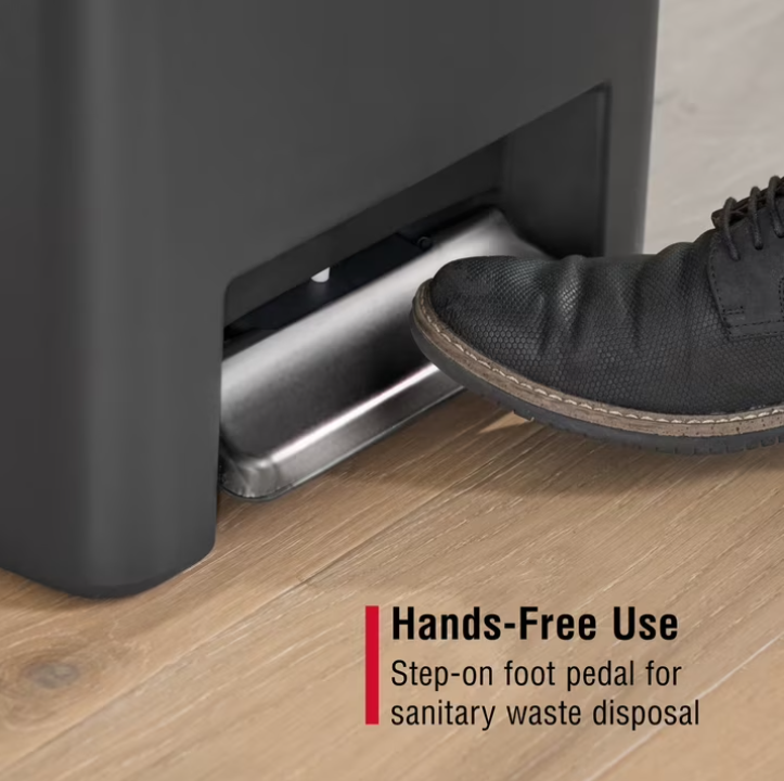 Rubbermaid Kitchen Trash Can, 12.4 Gallon Plastic Step Garbage Bin, Charcoal