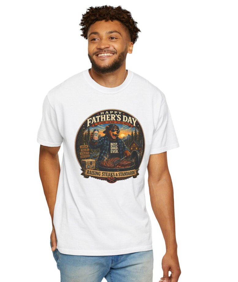 Biker Bear Father’s Day T-Shirt | Funny BBQ Grill Dad Graphic Tee