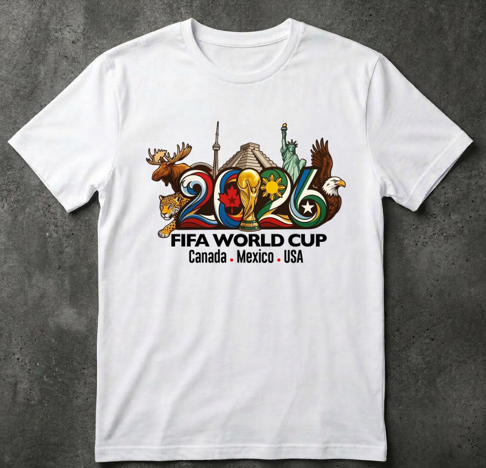World Cup 2026 Soccer Shirt Logo 3, Custom USA Canada Mexico Football Tee