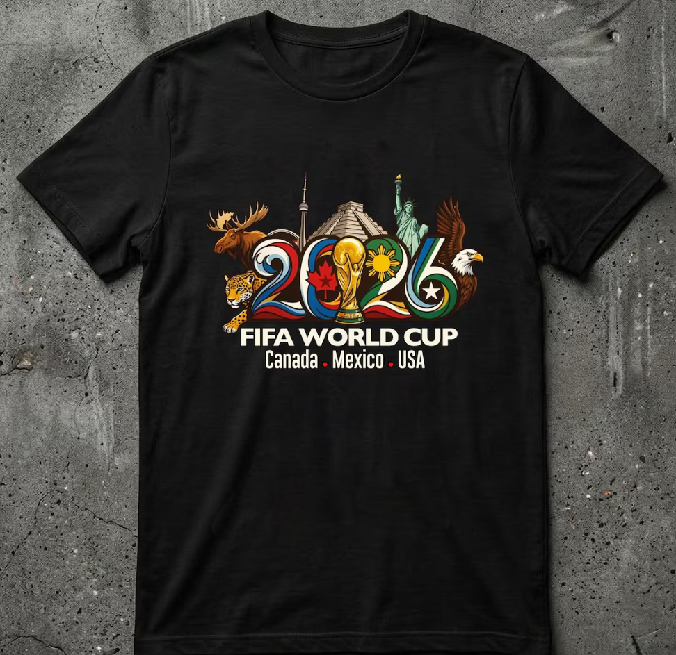 World Cup 2026 Soccer Shirt Logo 3, Custom USA Canada Mexico Football Tee