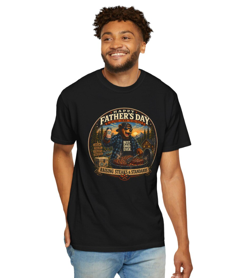 Biker Bear Father’s Day T-Shirt | Funny BBQ Grill Dad Graphic Tee