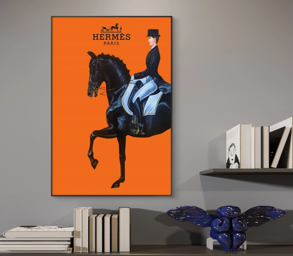 Hermès Orange Horse Fashion wall art home decor Canvas Poster Portrait Gallery