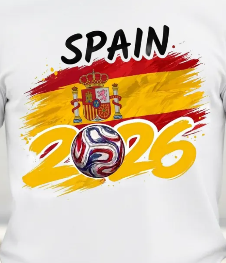 Spain Soccer T-Shirt 2026 | Spanish Football Fan Tee | España Football Fan Gift | Global Soccer 2026 Spain Gift, Spanish Flag Brush Art Tee.