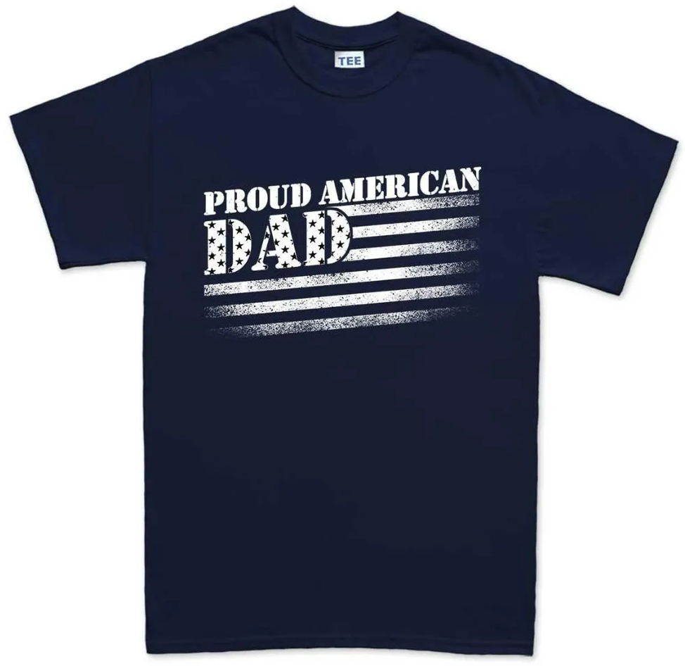 Proud American Dad Shirt, Patriotic Father's Day Gift, Papa Mens Tee Top