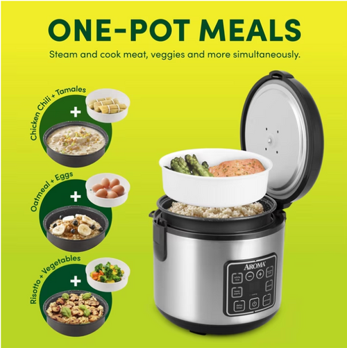 AROMA® 8-Cup Digital Rice Cooker & Food Steamer with Bonded Granite® Nonstick Ceramic