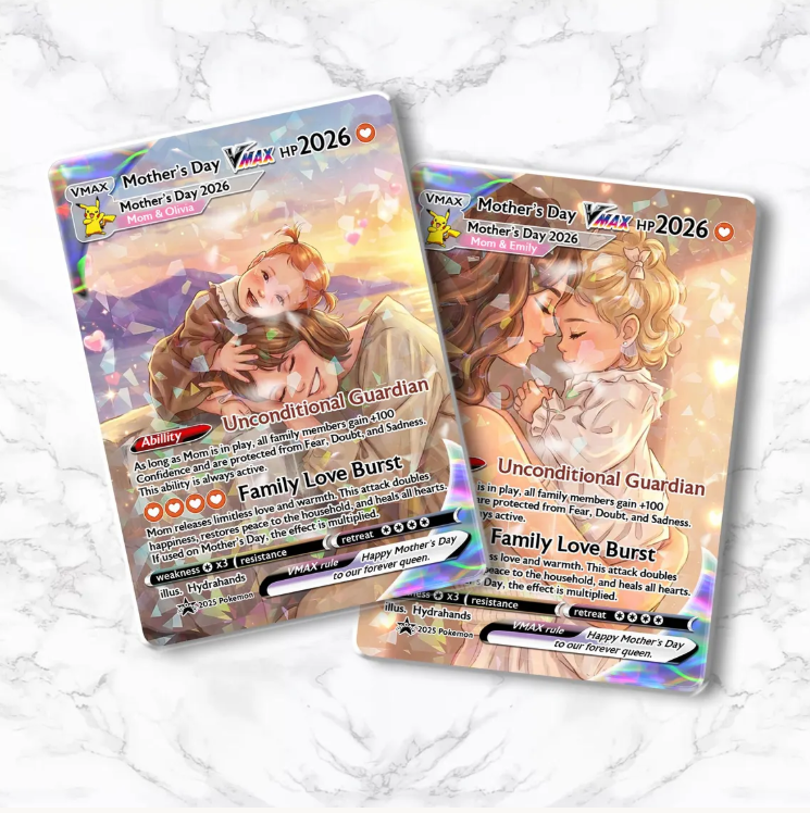 Personalized Anime Trading Card, Mother's Day Keepsake, Custom Mom Collectible Print