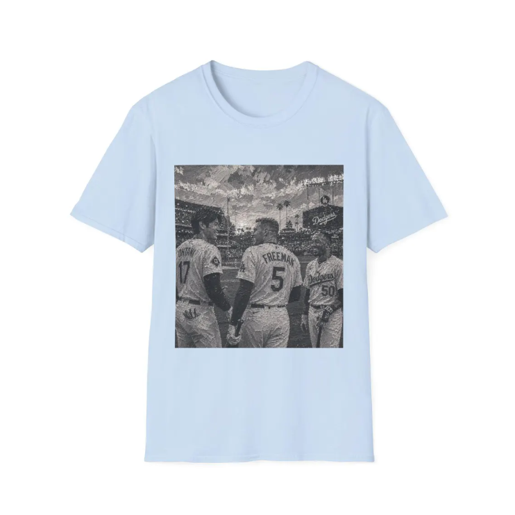 Los Angeles Dodgers Baseball Players Photo T-Shirt Team Portrait Square Print Shohei Ohtani, Mookie Betts, Freddie Freeman Shirt