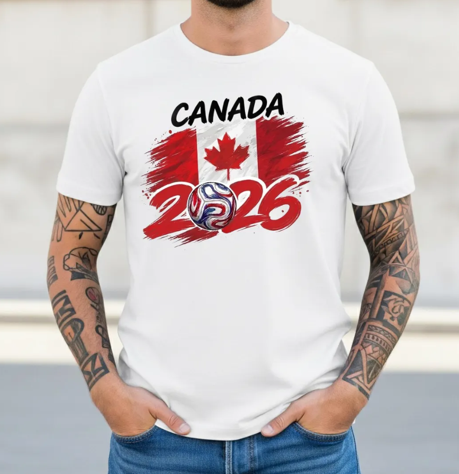 Canada 2026 Soccer T-Shirt, Canadian Flag Football Fan Tee, Global Soccer 2026 Souvenir Shirt, Canada National Team Fan Gift, Futbol Canada