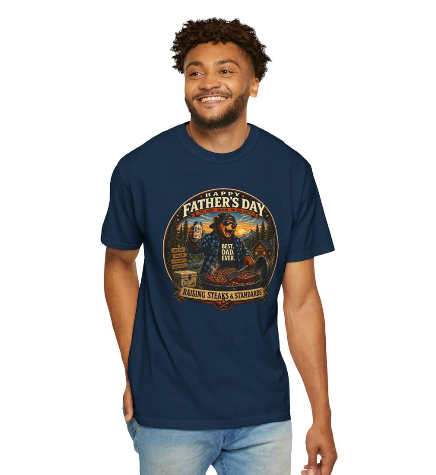 Biker Bear Father’s Day T-Shirt | Funny BBQ Grill Dad Graphic Tee