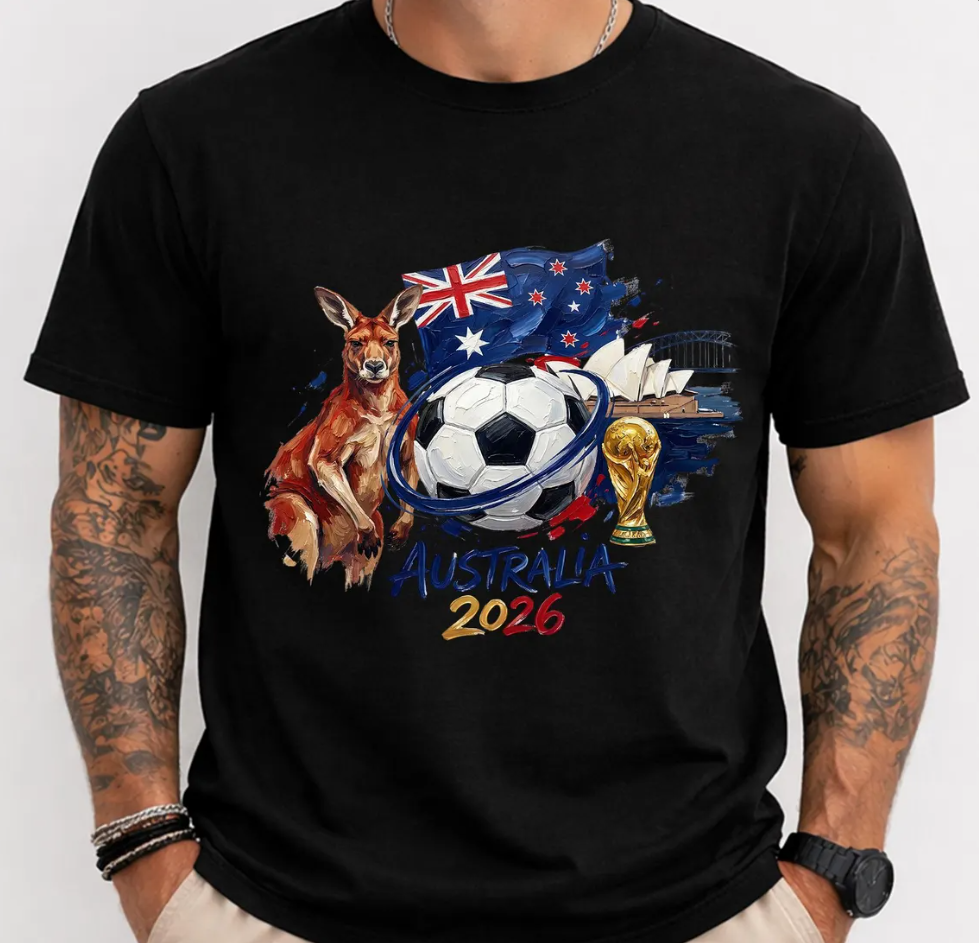 Australia 2026 World Cup Shirt, Soccer Fan T-Shirt, Football Graphic Tee, Kangaroo Australia Tee, FIFA 2026 Fan Gift, Sydney Football Shirt
