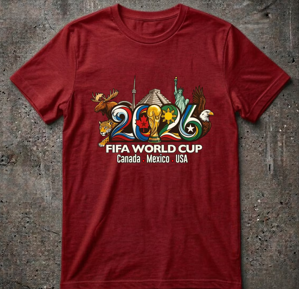 World Cup 2026 Soccer Shirt Logo 3, Custom USA Canada Mexico Football Tee
